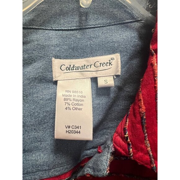 Coldwater Creek Red Multicolor Striped Jacket Button Front Cotton Blend Long Sle - Picture 3 of 7